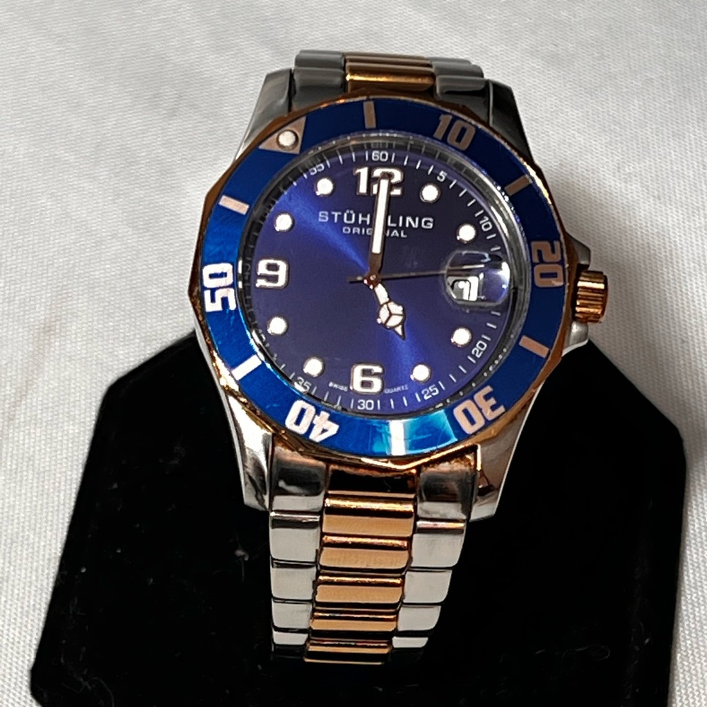 Except Stuhrling Original Blue Dial and Gold-Silver Band Watch